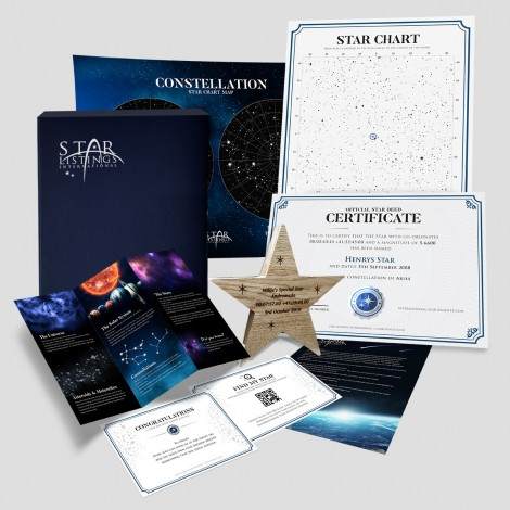 Name an Aquarius Star Engraved Wooden Star Gift Set