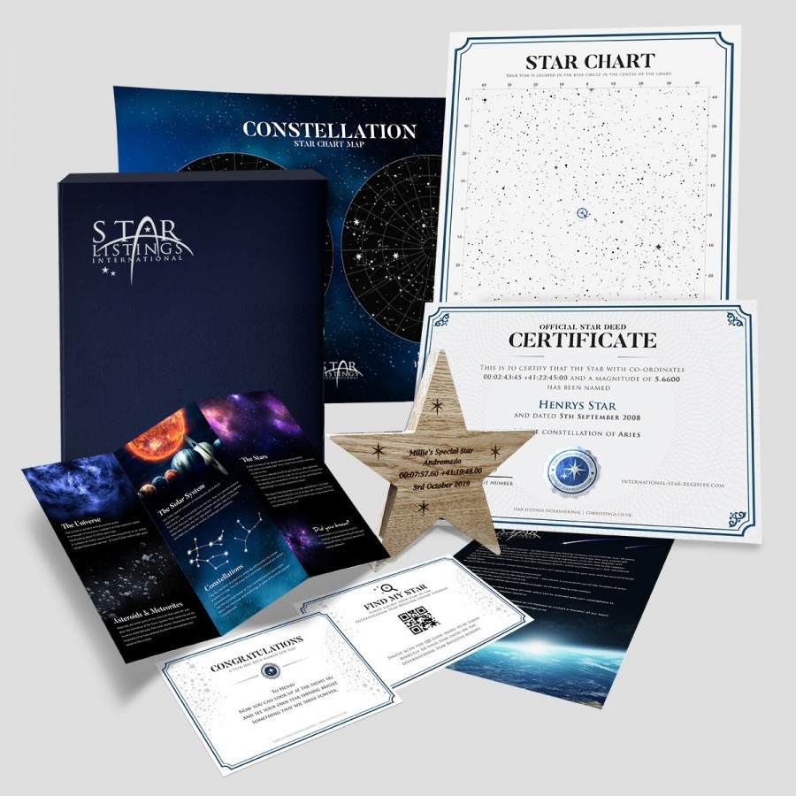 Name an Aquarius Star Engraved Wooden Star Gift Set