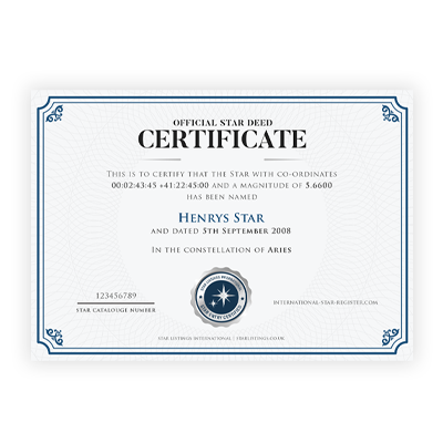 Star Deed Certificate